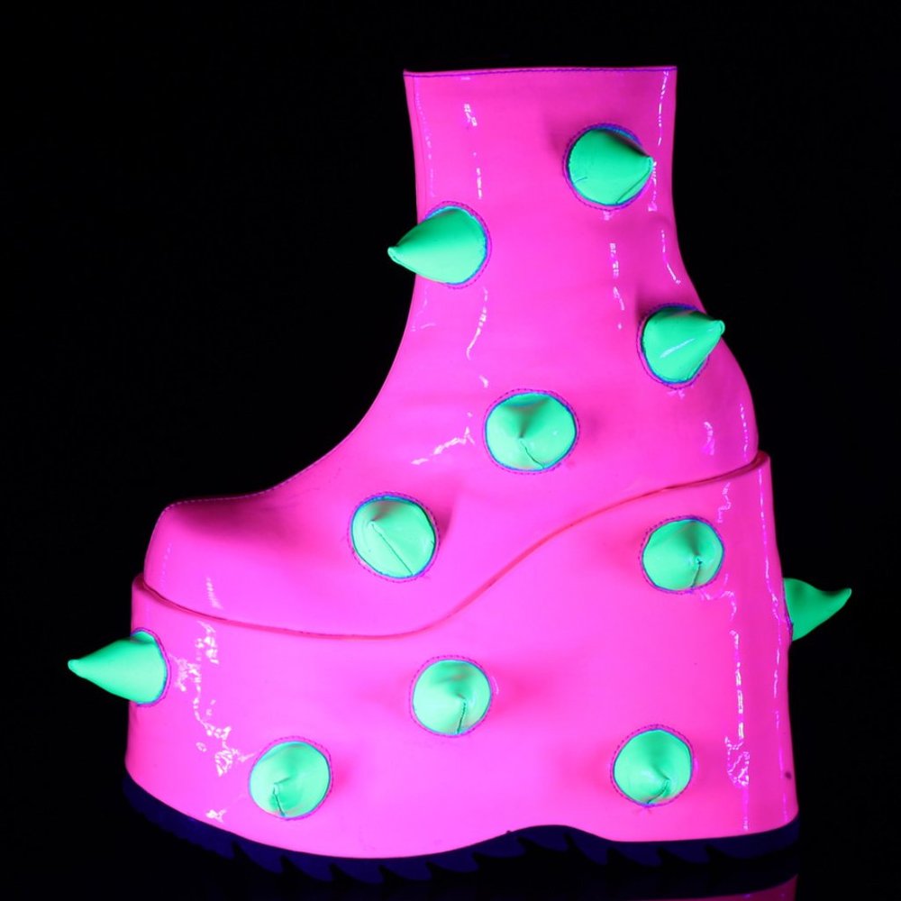 Glow Horns Goth Platform Ankle Boots